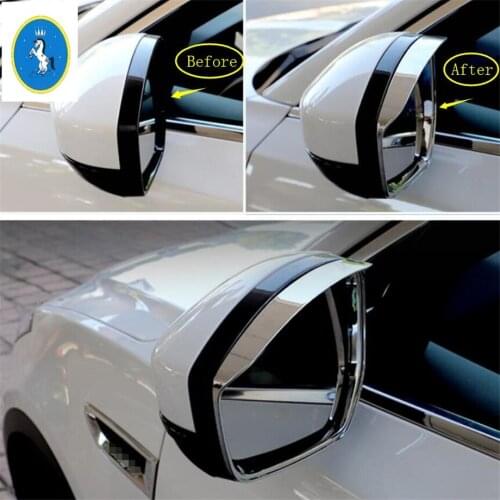 Yimaautotrims Auto Accessory Rearview Mirror Rain Eyebrow Shade Rainproof Cover Trim Fit For Jaguar F-Pace 2017 - 2020 / ABS