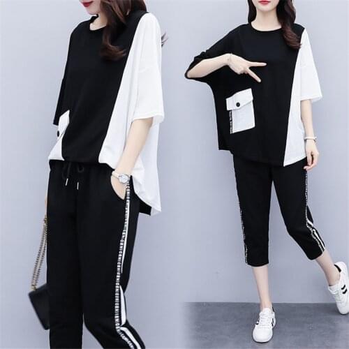 Women outfit 2020 two piece set clothes top and pants spring summer ladies tracksuits korean style plus size fashion lounge wear