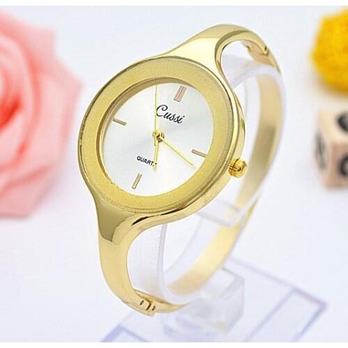 CUSSI Brand Luxury Golden Womens Quartz Wristwatches Women Bracelet Dress Watches Fashion Relogio Feminino Reloj Mujer Jelly
