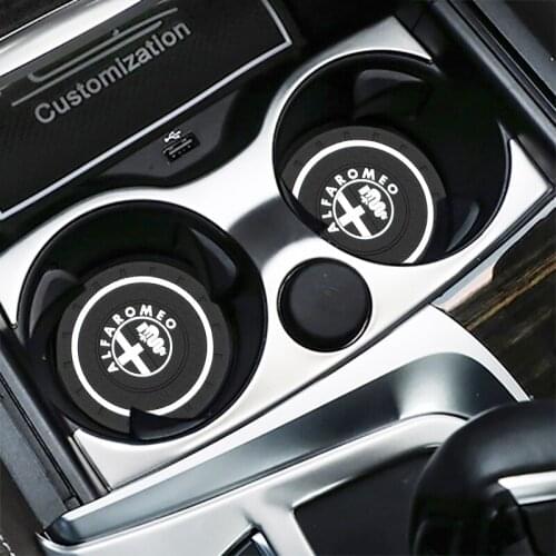 1/2pc Anti-Slip Cup Holder Mat Car Water Coaster Accessories for Alfa Romeo Giulietta Spider GT Giulia Mito 147 156 159 Interior