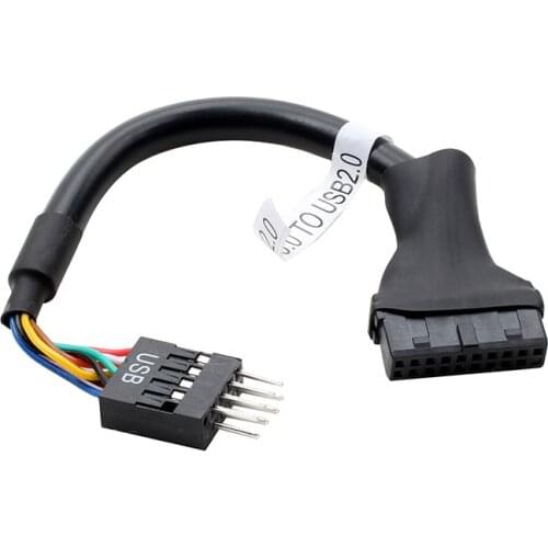 1pc / 2 pcs / 5 pcs black 19 Pin USB 3.0 female to 9 Pin USB2.0 male Motherboard Adapter cable Converter for desktop computer