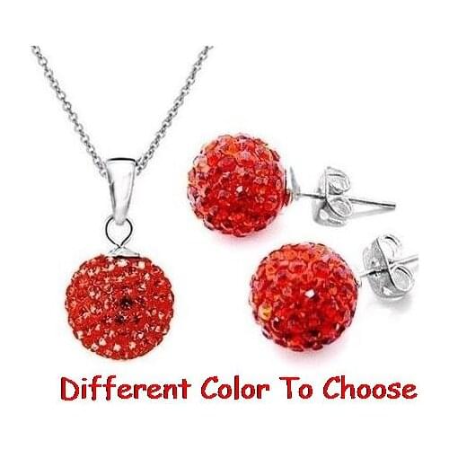 10mm rhinestone mix ab clay pave bead 16inch women men snake chain Crystal crystal set earrings stud Necklace mrh534