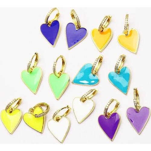10 Pairs Enamel Heart shape earrings Mix color heart earrings women jewelry Fashion Drop earrings Gift for women jewelry 51374