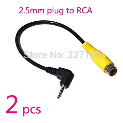 2PCS High Quality 2.5mm Male plug to RCA female Jack for GPS Video AV Adapter Cable Free Shipping
