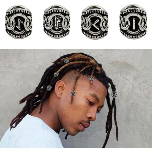 24pcs Viking Rune Beard Bead Coil Set Norse Rings for Hair Dreads & Beards Hair Tube Bead Hair Decor Styling Accessories