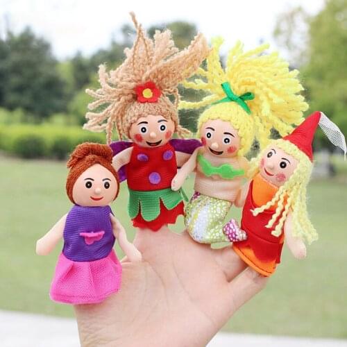 4pcs/lot Kids Funny Finger Puppets Toy Classic Children Figure Doll Mermaid Fairy Tale Story Telling Hand Puppet