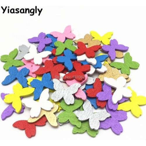 400pcs 20mm Wood Butterfly Chips Disks Embellishments Cardmaking Scrapbooking Confetti Butterflies Crafts
