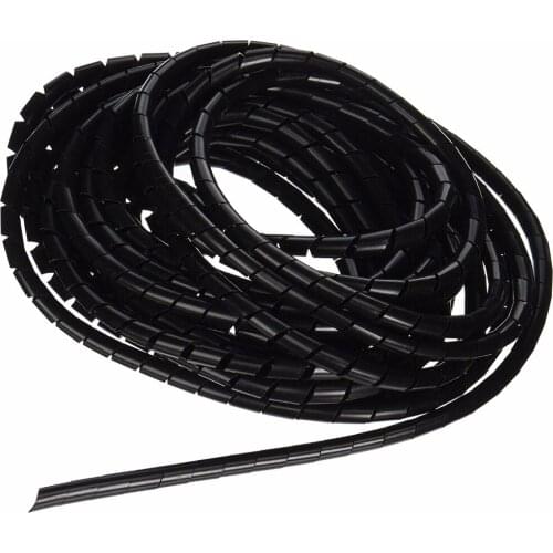 6mm Outside Dia 10M PE Polyethylene Spiral Cable Wire Wrap Tube Black