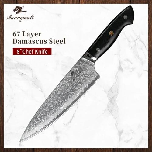 8 Inch Kramer Kitchen Chef Knife VG10 Damascus Steel Utility Chef Knives Cutting Tool Slicing Meat Japanese Cleaver Chef Knives