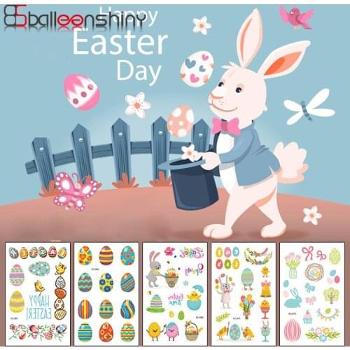 BalleenShiny 10pcs Children Tattoo Stickers Easter Cartoon Fun New Environmental Friendly Material Kid Hand Foot Waterproof gift