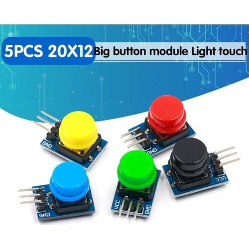 5pcs 12X12MM Big key module Big button module Light touch switch module with hat High level output for arduino or raspberry pi 3