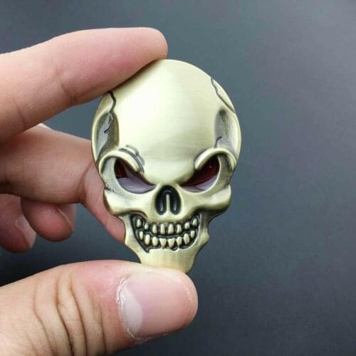 Bronze Skull 3D Metal Car Motorcycle Tank Tailgate Emblem Badge Decal Sticker