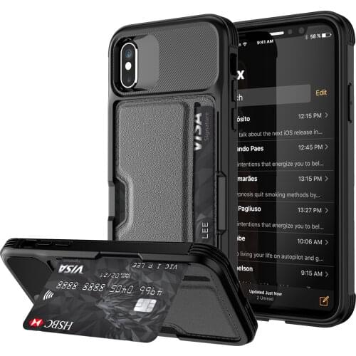 Luxury Fashion Camera Protection Shockproof Cover Credit Card Pocket Car Magnetic PU Leather Phone Case For iPhone X XR XS Max