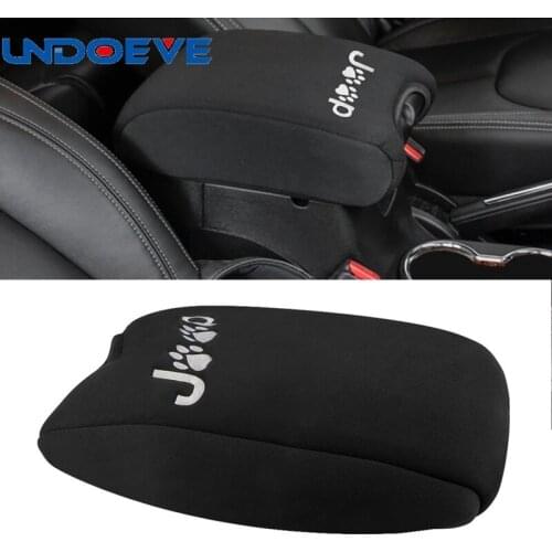 Undoeve Black Center Console Cover Neoprene Armrest Pad For Jeep Wrangler JK Sahara Sport Rubicon X & Unlimited 2011-2017