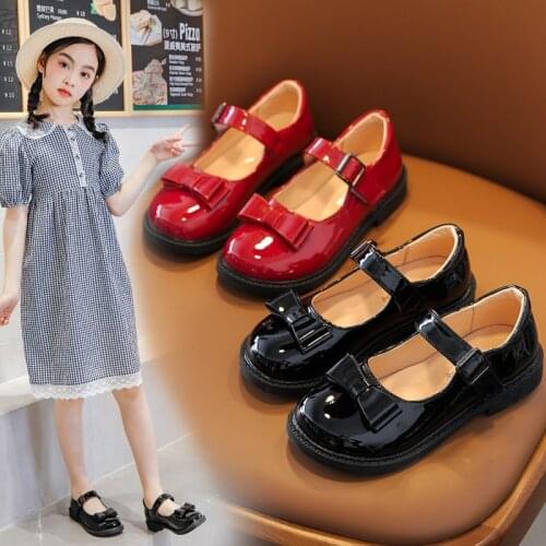 Children black leather shoes for school student Girls shoes kids princess performance shoes chaussure fille 3 4 5 6 7-12T