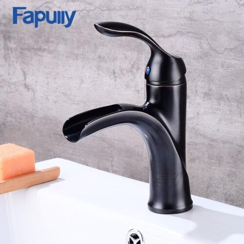 Fapully bathroom basin faucet oil rubbed bronze waterfall faucet Single handle bathroom vanity wash brass faucet 526-11ORB