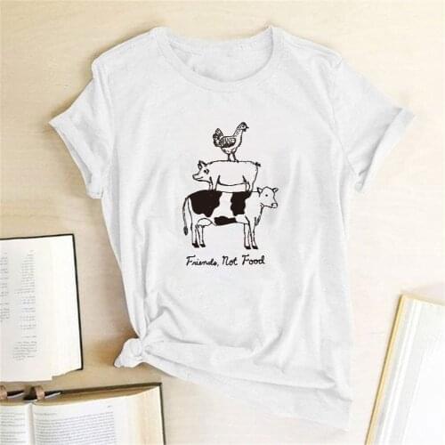 Friends Not Food Printing T-shirts Women Shirt Summer Cute Shirts for Ladies Tshirts Cotton Women Harajuku Tee Camisetas Mujer