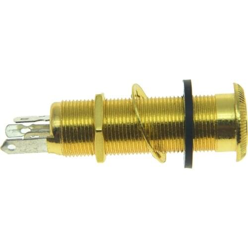KAISH Gold Copper Stereo Guitar Bass Barrel Jack Socket Cylinder Input Output Jack with 4 Poles