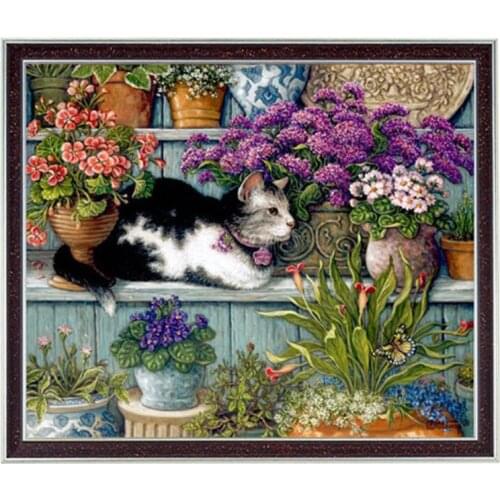 Cat Middle flower beautiful Needlework, Cross stitch,Bricolage for Embroidery kits Patterns Cross-Stitching,DIY Handmade room