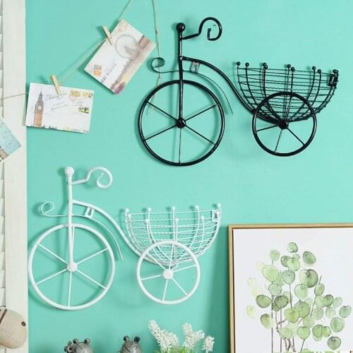 Metal Planter Wrought Iron Bicycle Wall Hanging Flower Basket Suspension Flower Arrangement Container Home Decor Art Decoration