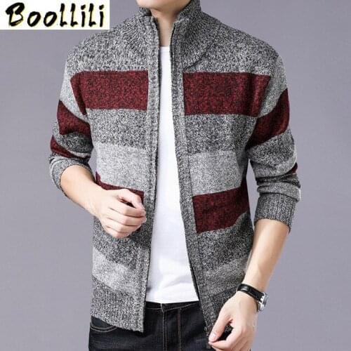 Mens Sweaters 2020 Autumn Winter Thick Cotton Cardigan Men Casual Sweater Striped Long Sleeves