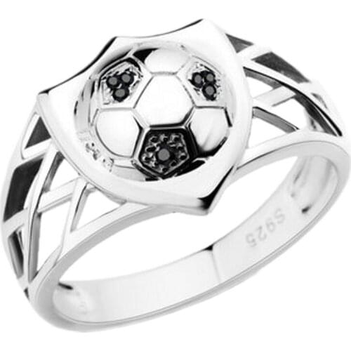 BOCAI real solid s925 pure silver ring for man Korean fashion man ring exaggerated personality of the World Cup football ring