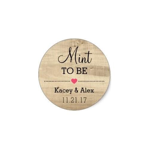 3.8cm Mint To Be Stickers Rustic Wood Wedding Favors
