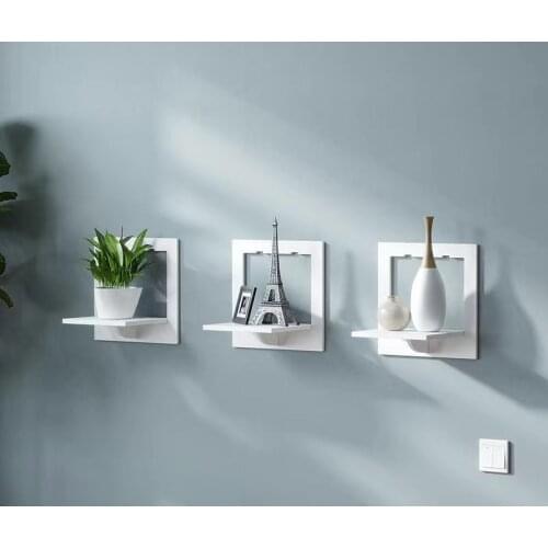 Wall shelf free punching wall-mounted TV background wall hanger bedroom balcony bedside wall creative flower pot stand
