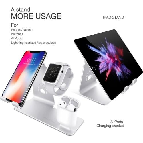 Three-in-one aluminum alloy desktop stand is suitable for Apple mobile phone watch bluetooth headset