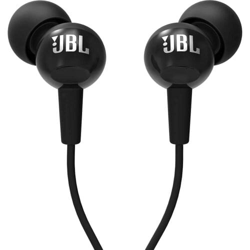 JBL C100SIUBLK C100 Ear Headset, Original-Billed-Guaranteed Headphone, Black-White-Red Earphone, JBL Earphone, 2021 Model