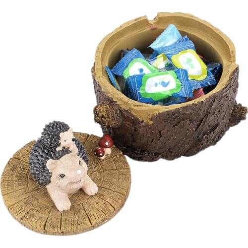 Farmhouse Cute Animal Resin Ashtray with Lid Resin Miniature for Home Garden Decorative Figurine Gifts Stump Random