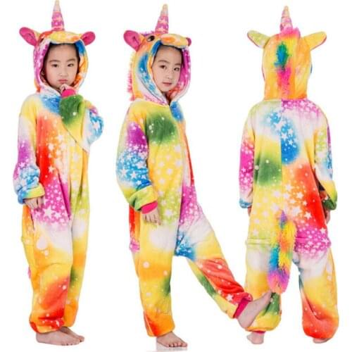 Baby Boy Girl Autumn Winter Kigurumi Pajamas Cartoon Unicorn Animal Onesie Kids Sleepwear Warm Jumpsuit Children Pyjamas Costume