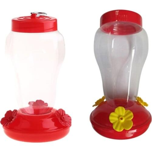 Plastic Wide Mouth Hummingbird Water Feeder Patio Yard Window Outdoor Hanging Flower Shape Bird Drinker Waterer