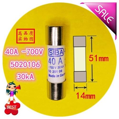 SIBA 40A 700V 5020106 aR 14x51mm Fast Fuse Tube Fuse Fuse