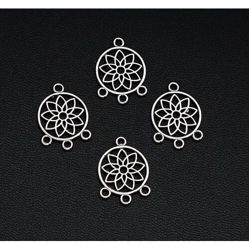 20PCS/Lots 19x14mm Antique Silver Plated Dreamcatcher Connector Charm Pendants For Handmade Making DIY Tibetan Findings Jewelry
