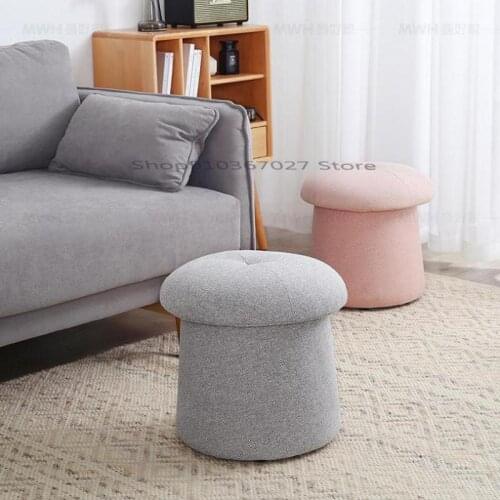 Nordic Creative Household Cotton And Linen Shoe Changing Stool Simple Art Living Room Mushroom Sofa Low Stool