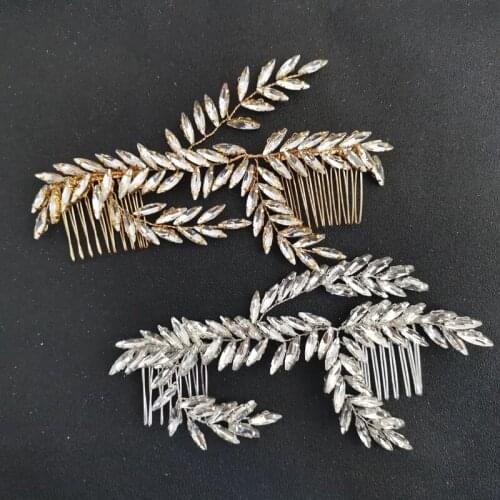 SLBRIDAL Handmade Wired Crystal Rhinestone Flower Wedding Hair Comb Bridal Headpieces Hair Accessories Women Jewelry