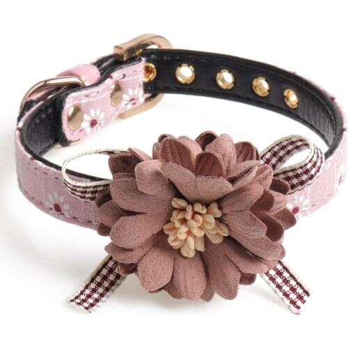 Legendog Dog Collar With Bell And Cute Flower Tie Adjustable Safety Kitten Collars Floral Patterns Accessories For Pet Puppies