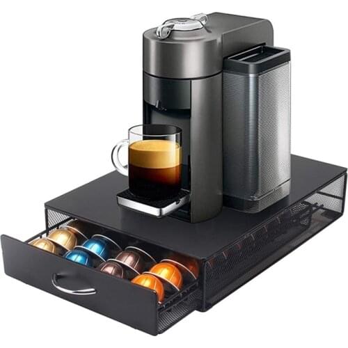 40 Cups Coffee Nespresso Capsule Drawer Holder Coffee Pod Storage Rack Stainless Steel Vertuo line Stand Organization