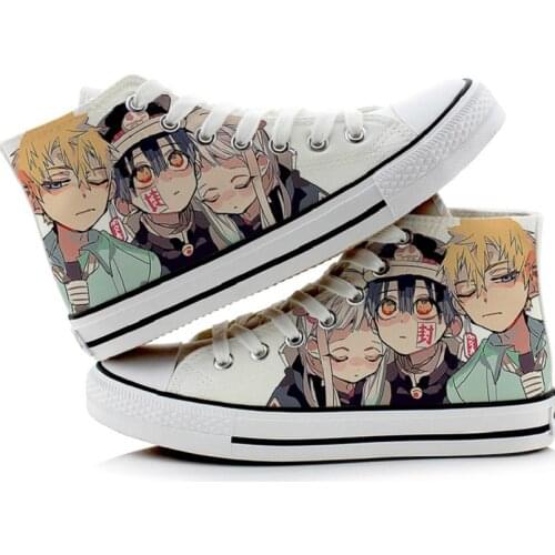 Unisex Anime 3D Graffiti Toilet-Bound Hanako-kun Casual Canvas Shoes hand-painted Yugi Amane Nene Flat duck shoes Sneakers