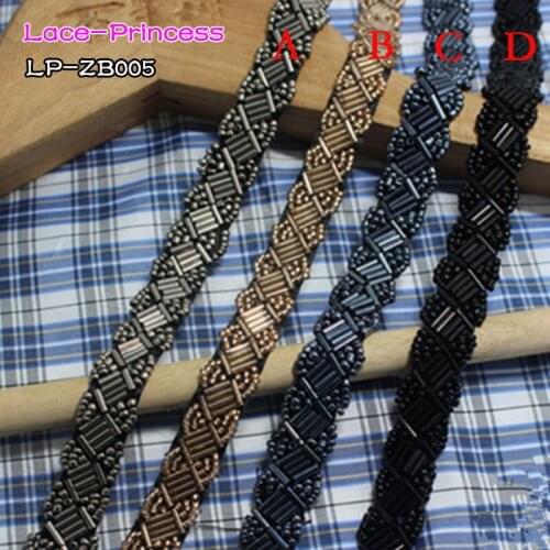 2 yard 1.5CM Gary black fabric bright drillclothing accessories collar flower DIY handmade beading Braid lace trim fabric ZB005