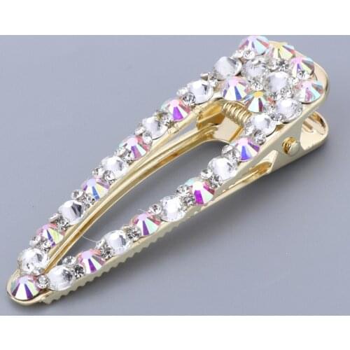 Women Crystal Rhinestone Hair Clips Duckbill Hair Pin Fringe Holder Diamante Barrette Fashion Hair Accessories