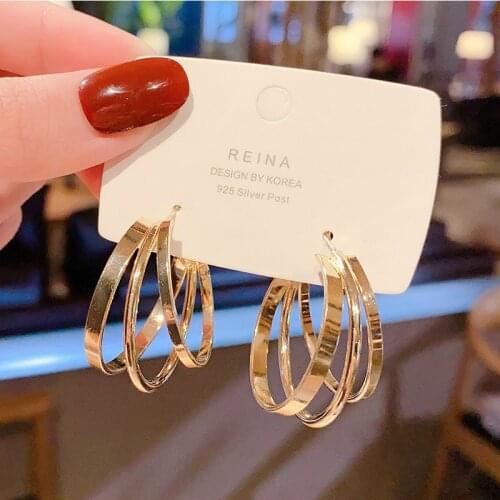 2021 Korean Gold Hoop Earrings for Women Small Simple Round Bijoux Femme Circle Earrings Fashion Jewelry Boucles D Oreille Femme