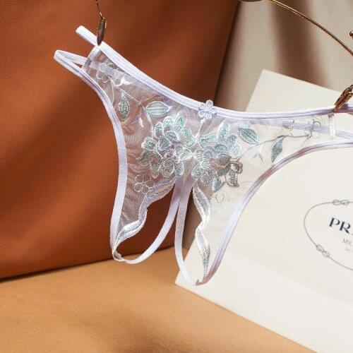 Women Hallow Out Transparent T-back Thongs See-through Crotchless Erotic G-string Underpants Sissy Underwear for Lingerie Night