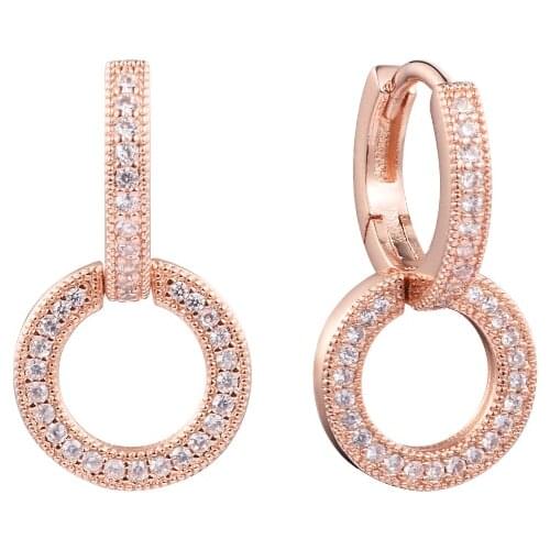 2021 New Sparkling Double Hoop Earrings 925 Sterling Silver Jewelry Wedding Earings for Women Clear CZ Ear Brincos Pendientes