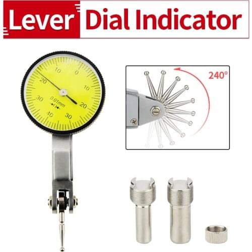 0.8mm Leverage Dial Indicator Precision Gauge Yellow Dial Magnetic Table Stand Dial Gauge Micrometer Woodworking Measuring Tools