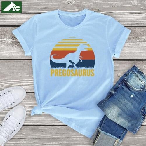 100 cotton Pregosaurus Ladies T-Shirt kawaii dinosaur Pregnant Mom To Be Pregnancy Maternity Shirt vintage Pregnancy Clothes 3xl
