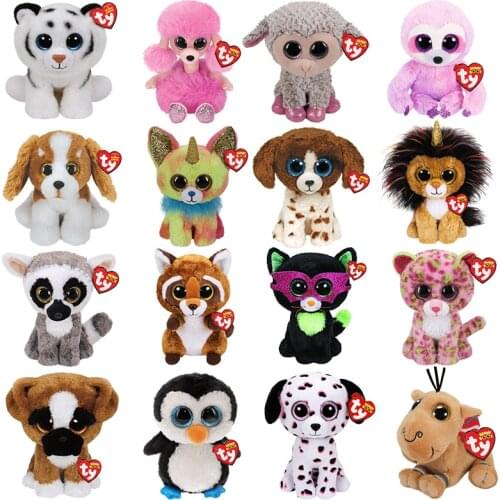 15CM TY Beanie Tiger Poodle Sheep Chihuahua Lion Cat Raccoon Monkey Penguin Dog Camel Plush Toys Animal Doll Kids Birthday Gift