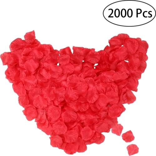 2000pcs Lifelike Artificial Silk Red Rose Petals Decorations for Wedding Party