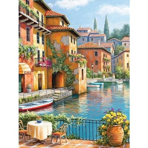 At Jigsaw Puzzle 260 Pcs Cafe at the Canal Games Education Toys Adult Sublimation Blanks Montessori Baby Kids Minifigures